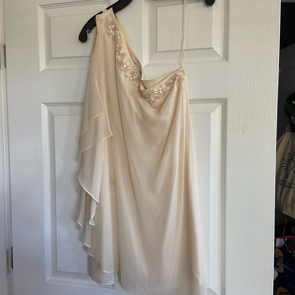 Cream one shoulder BCBG dress